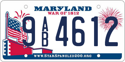 MD license plate 9AB4612
