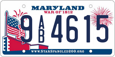 MD license plate 9AB4615