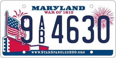 MD license plate 9AB4630