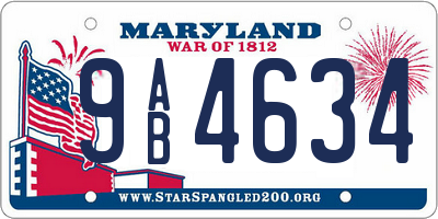 MD license plate 9AB4634