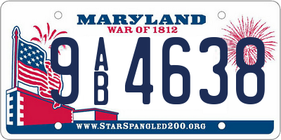MD license plate 9AB4638