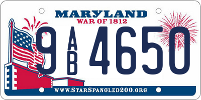 MD license plate 9AB4650