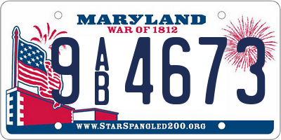 MD license plate 9AB4673