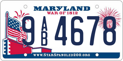 MD license plate 9AB4678