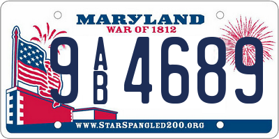 MD license plate 9AB4689