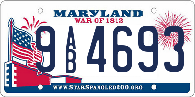 MD license plate 9AB4693