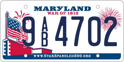 MD license plate 9AB4702