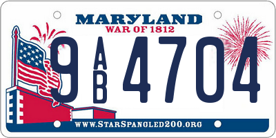 MD license plate 9AB4704