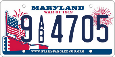 MD license plate 9AB4705