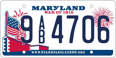 MD license plate 9AB4706