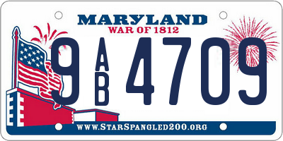 MD license plate 9AB4709