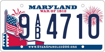 MD license plate 9AB4710