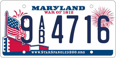 MD license plate 9AB4716