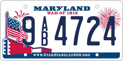 MD license plate 9AB4724