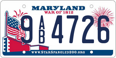 MD license plate 9AB4726