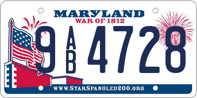 MD license plate 9AB4728