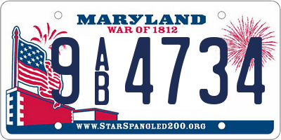 MD license plate 9AB4734