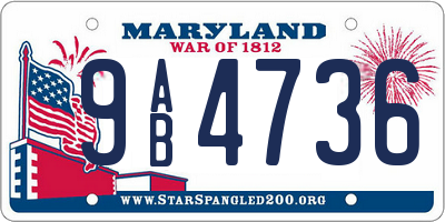 MD license plate 9AB4736