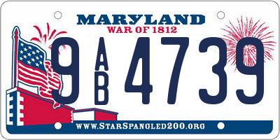 MD license plate 9AB4739