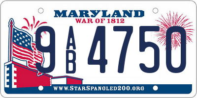 MD license plate 9AB4750