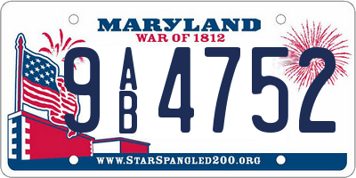 MD license plate 9AB4752