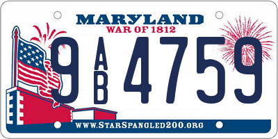 MD license plate 9AB4759