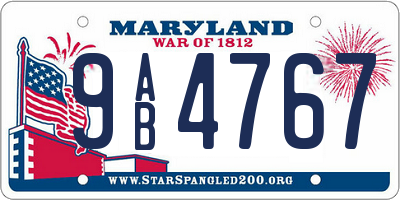 MD license plate 9AB4767