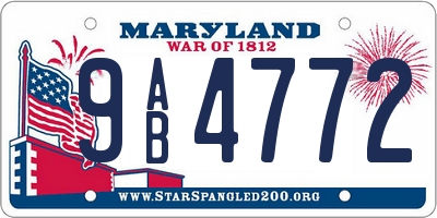 MD license plate 9AB4772