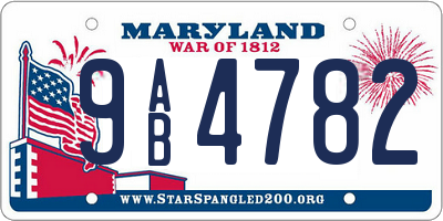 MD license plate 9AB4782