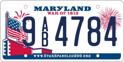 MD license plate 9AB4784