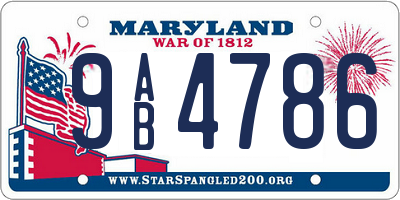MD license plate 9AB4786