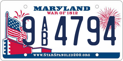 MD license plate 9AB4794