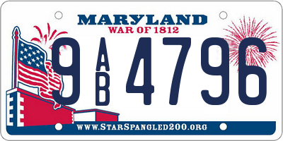 MD license plate 9AB4796