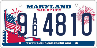MD license plate 9AB4810