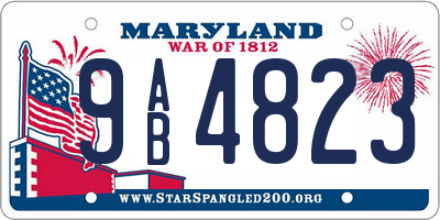 MD license plate 9AB4823