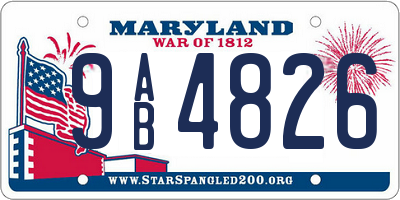 MD license plate 9AB4826