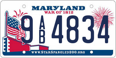 MD license plate 9AB4834