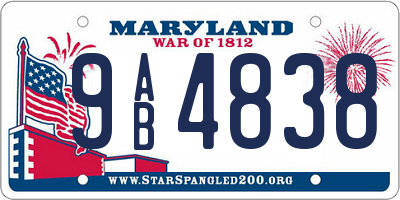 MD license plate 9AB4838