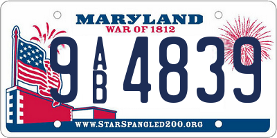 MD license plate 9AB4839