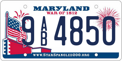 MD license plate 9AB4850
