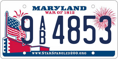 MD license plate 9AB4853