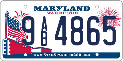MD license plate 9AB4865