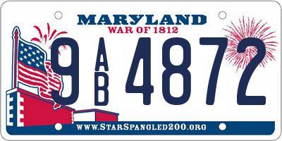 MD license plate 9AB4872
