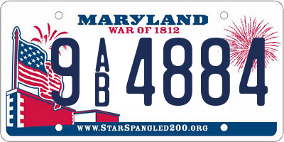 MD license plate 9AB4884