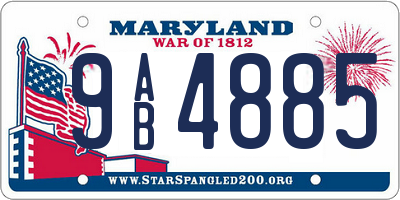 MD license plate 9AB4885