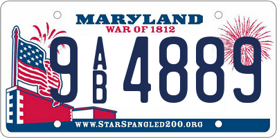 MD license plate 9AB4889