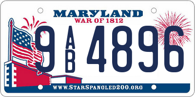 MD license plate 9AB4896