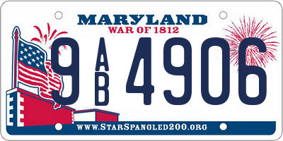 MD license plate 9AB4906