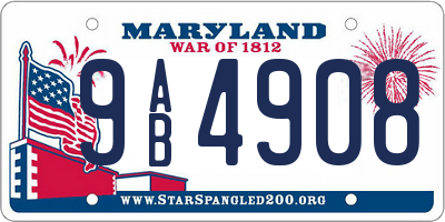 MD license plate 9AB4908