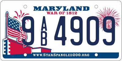 MD license plate 9AB4909